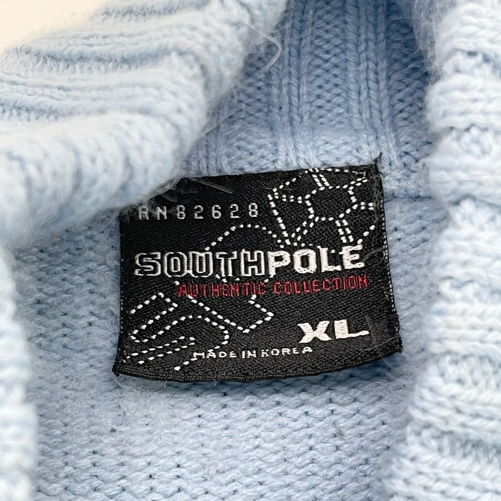 Y2K Southpole Sweater Mens XL Striped Mock Neck Street Skater Hip Hop McBling